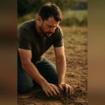 man burying something relates to idea of burying emotional pain