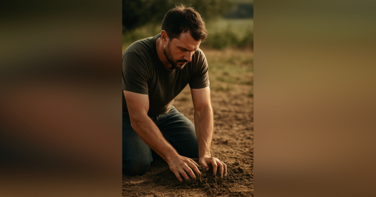 man burying something relates to idea of burying emotional pain